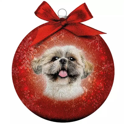 MUCHOS regalos Bola de Navidad Frosta Shih Tzu Red