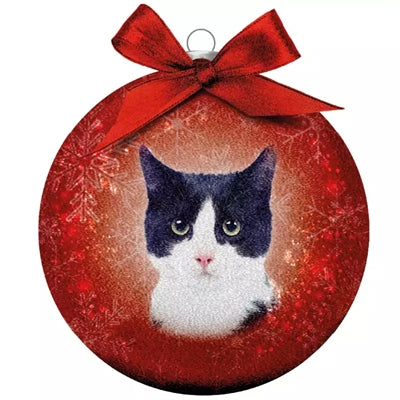 Muidos regalos Bola de Navidad Cat blanco esbelto rojo