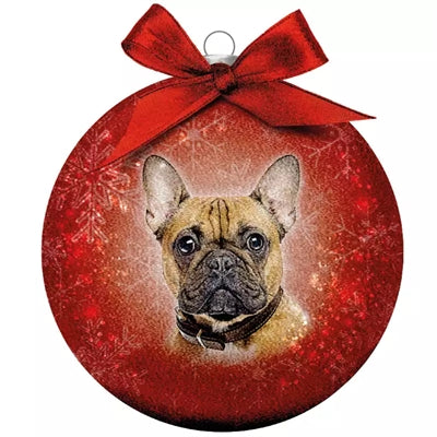Molti regali palla di Natale glassata bulldog francese rosso