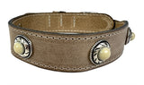Sazzz Halsband hond boho treasure stone vintage leer beige - afbeelding 1