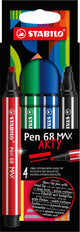 Penna Stabolo 68 MAX ARTY Felf -Tip Penna con Spessa picco di scalpello 4 colori