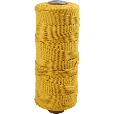 Creativ Company Macramé Cord, L: 315 m, espesor 1 mm, calidad delgada 12 12, amarillo, 220 g 1 bola