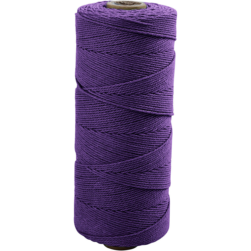 Creativ Company Macramé Cord, L: 315 m, espesor 1 mm, calidad delgada 12 12, violeta, 220 g 1 Bol