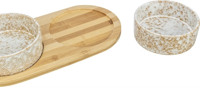 Set trixie set alimentazione bidone dell'acqua in ceramica Bamboo Natura bianca