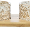 Trixie Set voerbak waterbak keramiek bamboe wit natuur