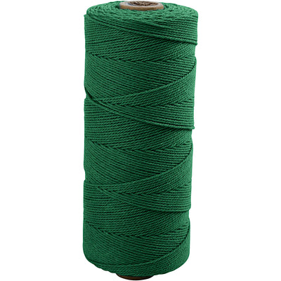 Creativ Company Macramé Cord, L: 315 m, espesor 1 mm, calidad delgada 12 12, verde, 220 g 1 bola