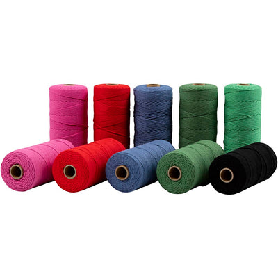 Creativ Company Macramé Cord, L: 315 m, espesor 1 mm, calidad delgada 12 12, colores fuertes, 10x220 gr 1 caja
