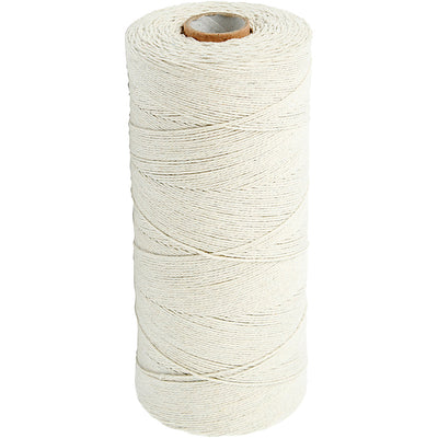 Hilo de algodón Creativ Company, l: 700 m, calidad extrafina 12 6, aprox. 1 mm, natural claro, 250 gr 1 ovillo
