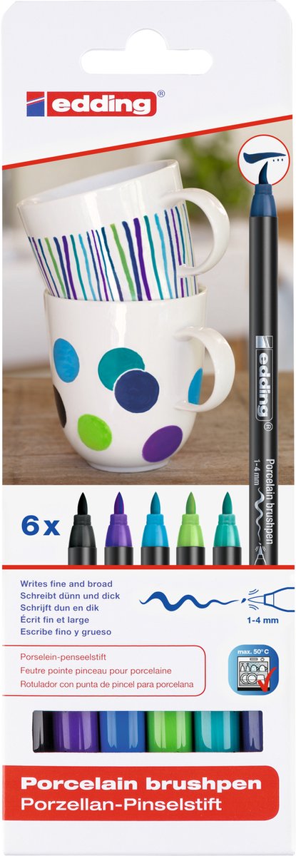 Instituciones de porcelana Conjunto de color frío de 6 PC.