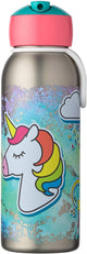 Mepal botella térmica abatible campus - 350 ml - 12 horas frío 4 horas caliente - botella con pajita para niños - unicornio