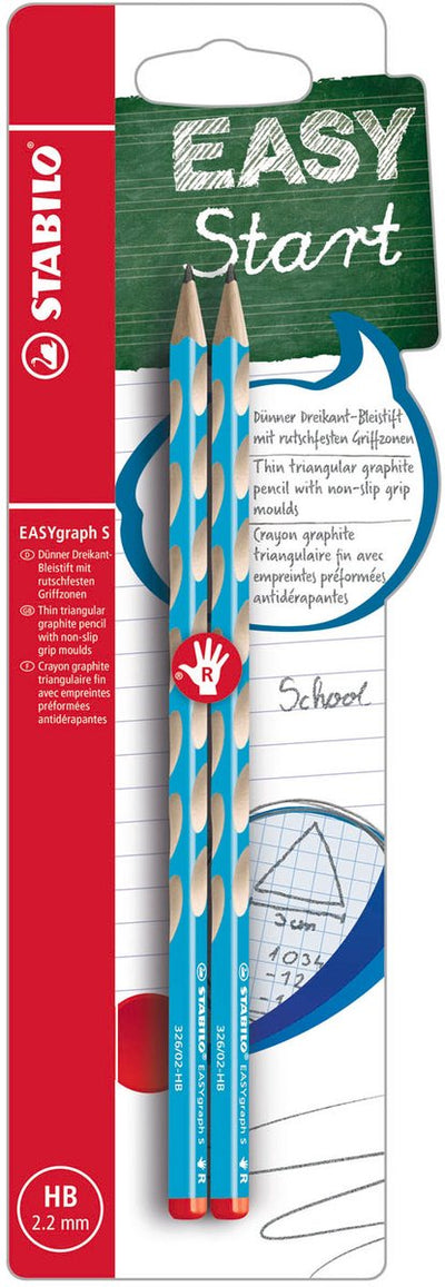 Lápices de grafito para diestros Stabilo easygraph s hb azul claro - 2 uds.