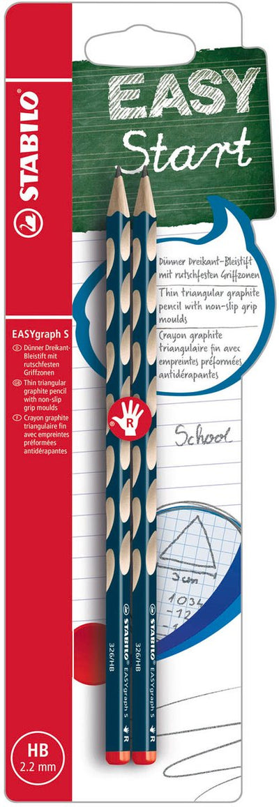 Stabilo easygraph s - matita ergonomica in grafite - destrimani - durezza hb - petrolio - 2 pezzi