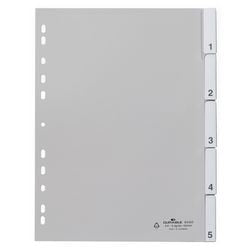 Durable blank tabs a4 gray 5 tabs pp (polypropylene) rectangular 11 holes 6