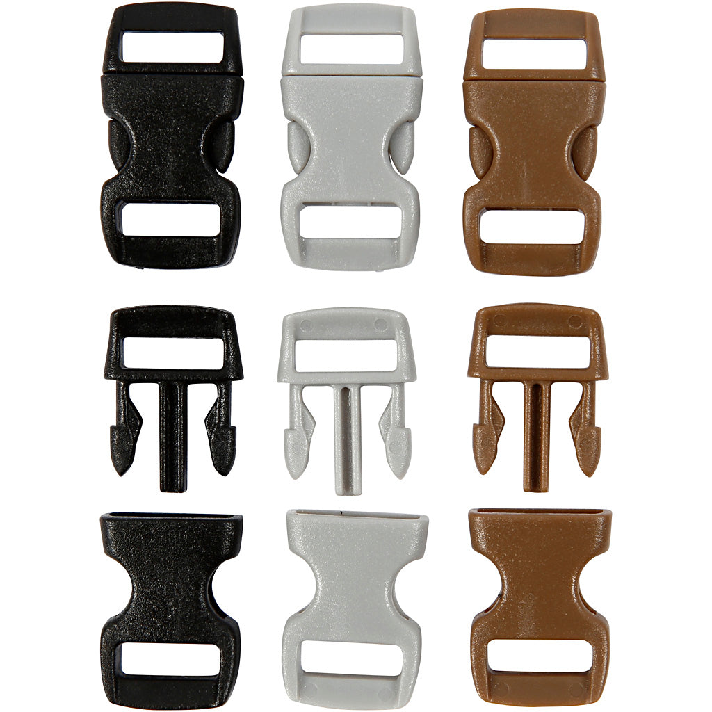 Chiusura a clic Creativ company, L: 29 mm, l: 15 mm, misura buco 3x11 mm, nero, marrone, grigio, 100 pezzi 1 scatola