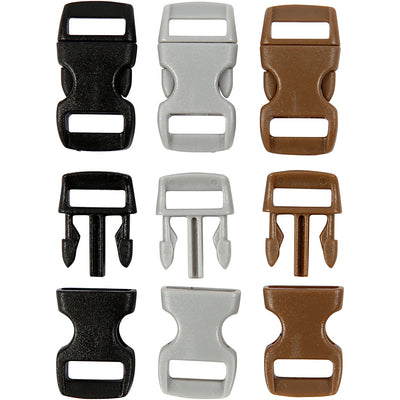 Chiusura a clic Creativ company, L: 29 mm, l: 15 mm, misura buco 3x11 mm, nero, marrone, grigio, 100 pezzi 1 scatola