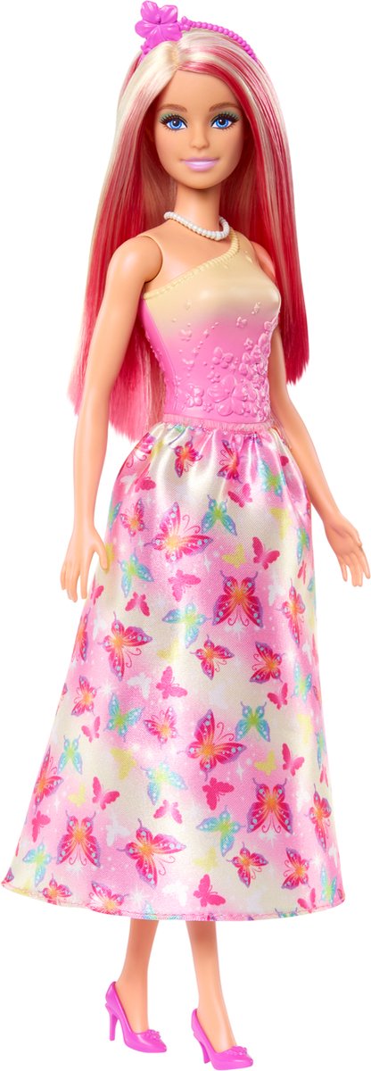 Mattel Royal Pop con capelli rosa e biondo, gonna con VL