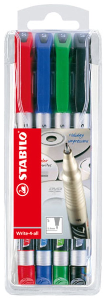 Pennarello indelebile Stabilo write-4-all superfine (0,4 mm) - 4 pz.