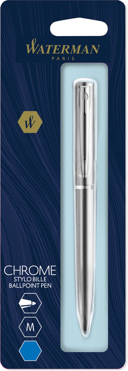 Bolígrafo Waterman Allure | cromo | punto medio | tinta azul