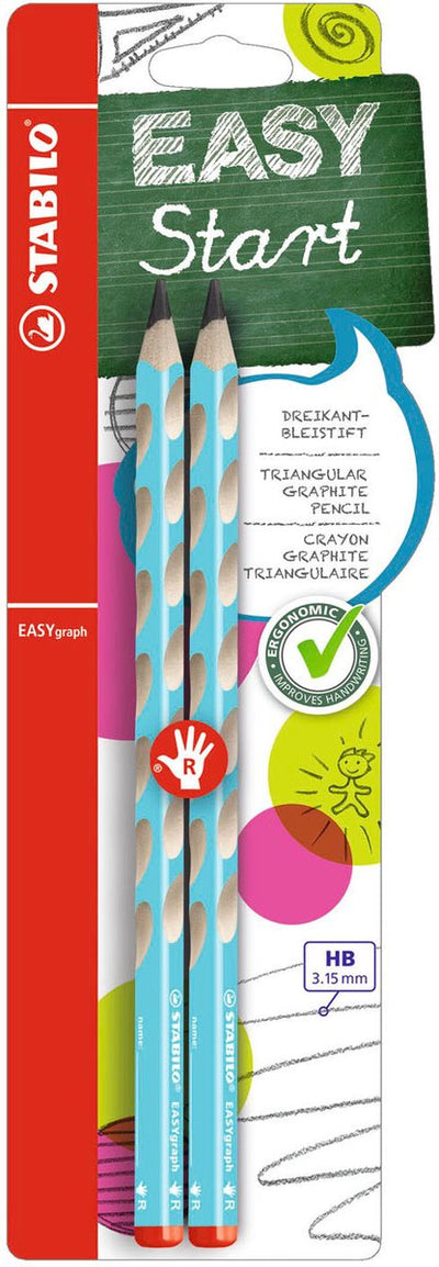 Lápices de grafito para diestros Stabilo easygraph hb azul claro - 2 uds.