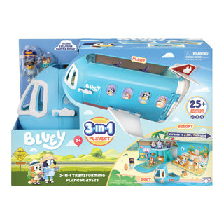 Moose toys bluey 3in1 vliegtuig met 2 speelfiguren