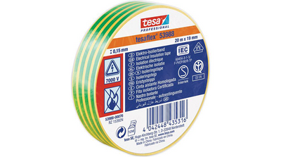 Tesa professional 1064507 - tesa 53988 nastro isolante elettronico 20 m 19 mm giallo verde | 10 pezzi