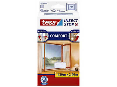 Tesa insect stop h l mosquitera premium para ventanas - mosquitera con velcro resistente, extraíble sin residuos, cortada a medida - 120 x 240 cm - blanco (privacidad de luz)