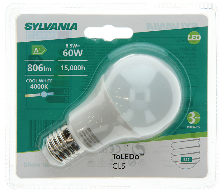 Sylvania 1045301 - toledo gls v3 850lm 840 e27 bl | 6 piezas