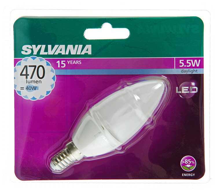 Sylvania 1059972 - vela led sylvan e14 5.5w=40w 470lm 6500k | 6 piezas