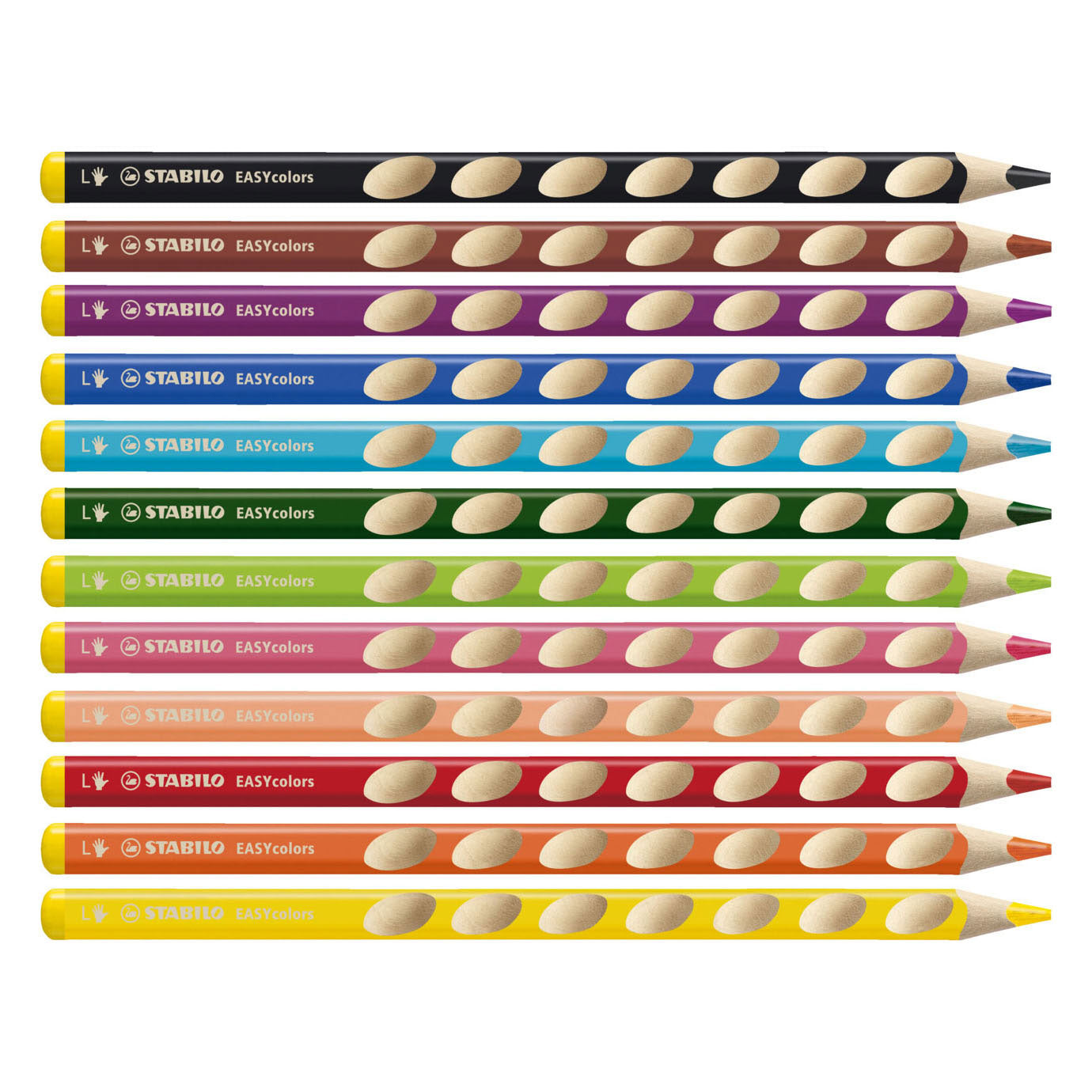 Stabilito EasyColors matite colorate a sinistra 12 pezzi. + affiliatore a matita