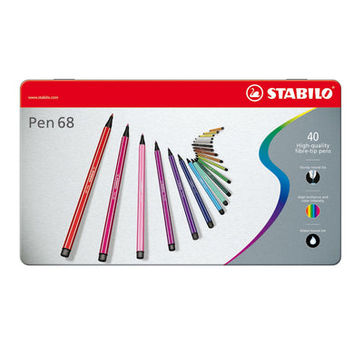 Stabilo Pen 68 en caja de metal, 40 kl.