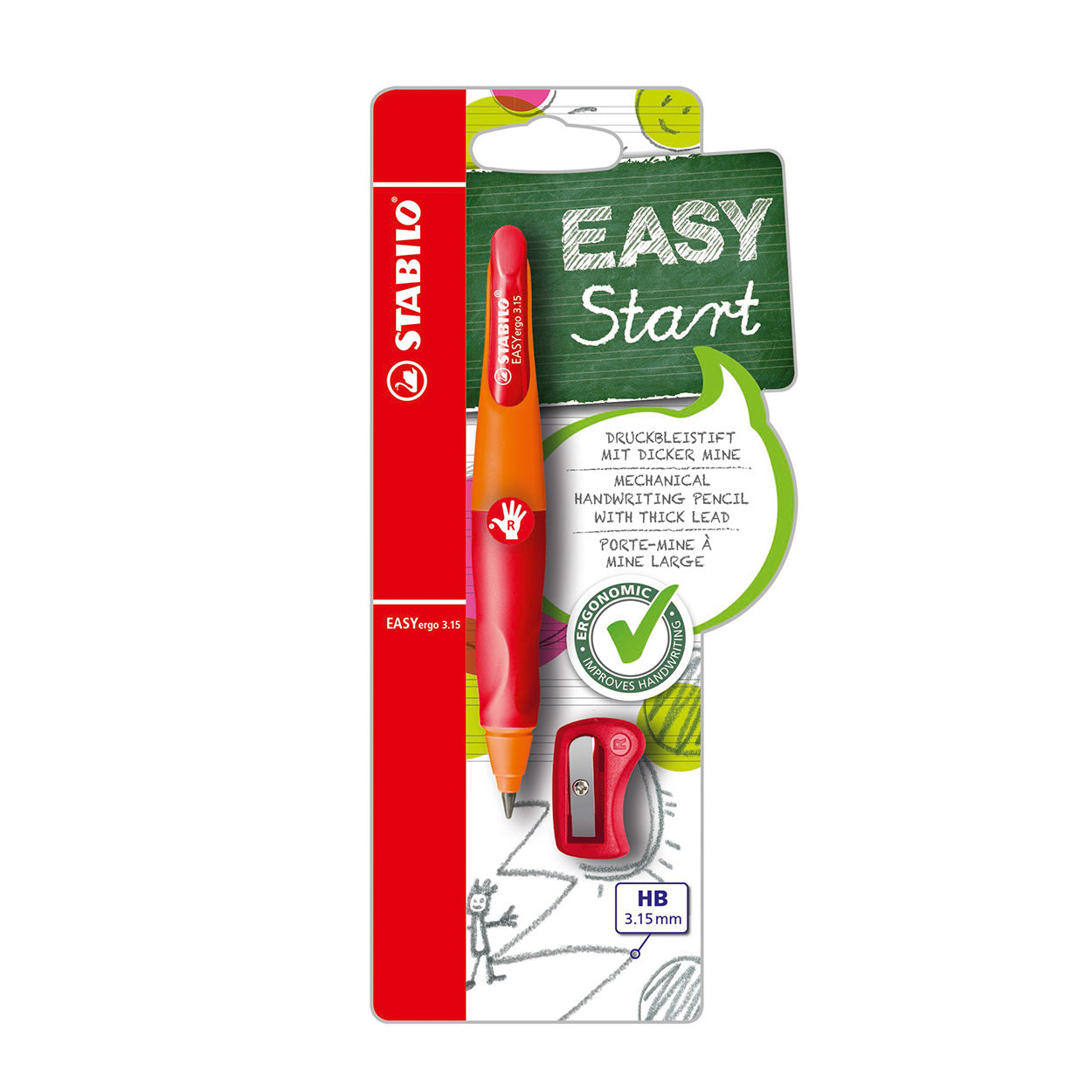 Stabilo Easyergo 3.15 Derecha - Red - Rojo