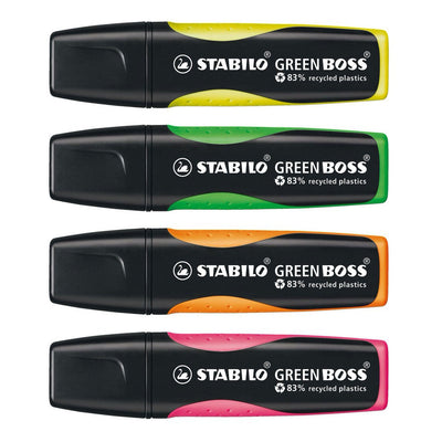 Stabilo tekstmarker 6070 4 green boss 2-5mm groen,geel,oranje,roze