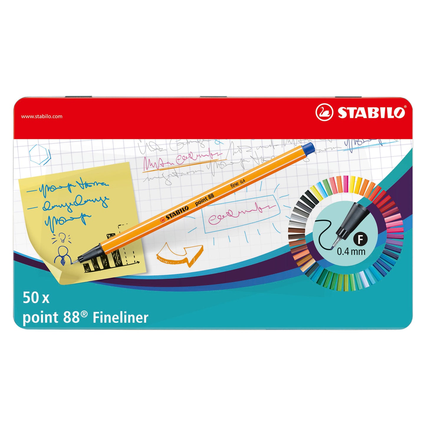 Stabilo point 88 - fineliner - metalen set met 50 stuks