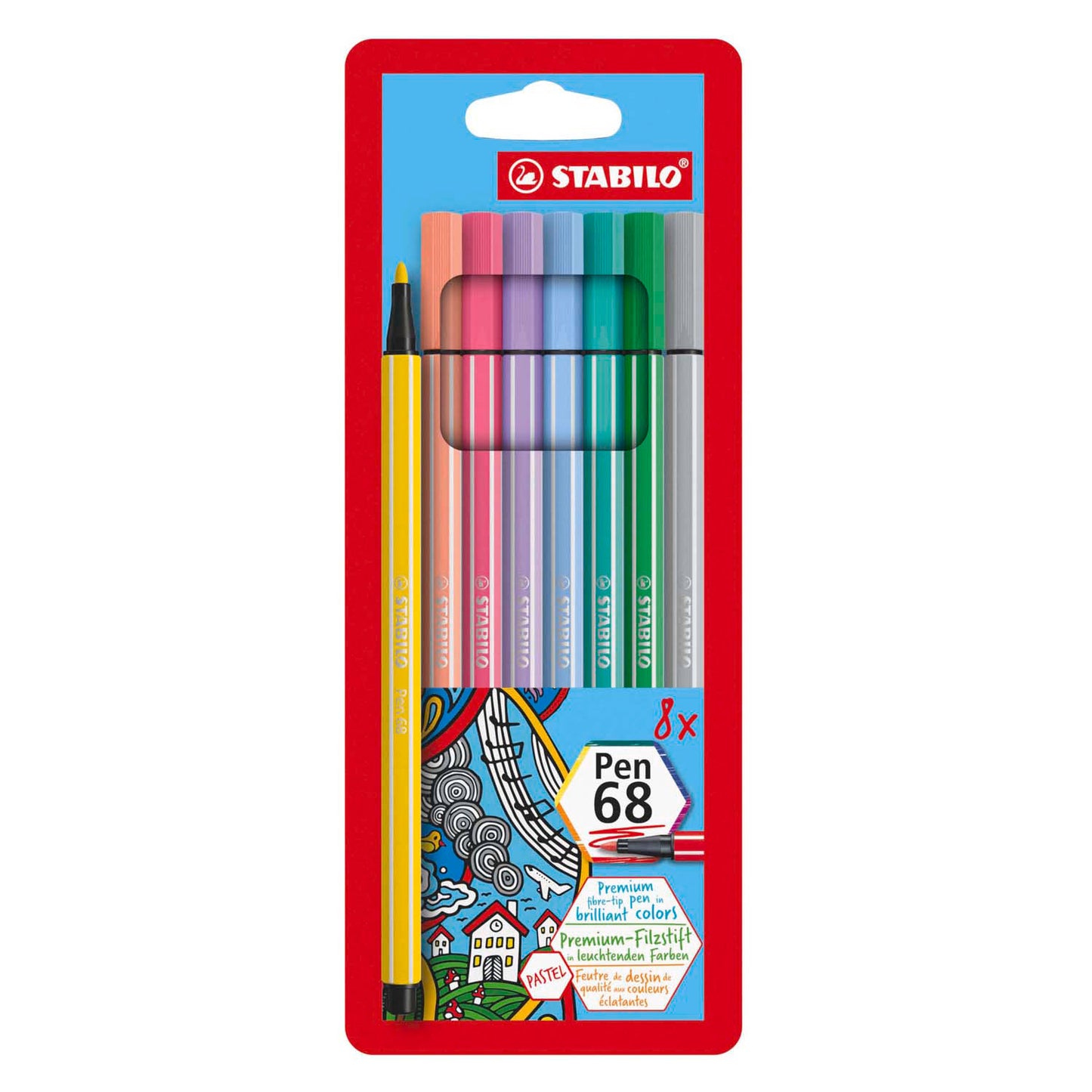 Stabilo pen 68 pastel viltstift set met 6 stuks
