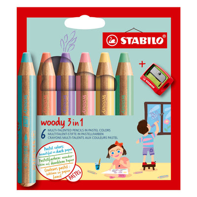 Stabilo Woody 3in1 matite - 6 colori + matita più nitida