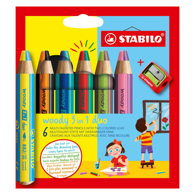 STABILO WOODY 3IN1 Duo con un lápiz Sharper, 7dlg.