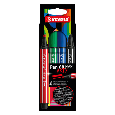 Pen stabilo 68 Max Arty fieltro -tip con pico de cincel grueso 4 colores