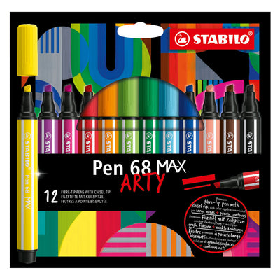 Pen stabilo 68 Pen de tit de fieltro artestante max con pico de cincel grueso 12 colores