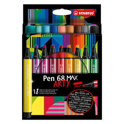 Pen stabilo 68 Max Arty fieltro -tip con pico de cincel grueso 18 colores