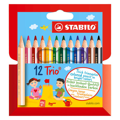Matite colorate ergonomiche corte spesse Trio Stabilo - 12 pz.