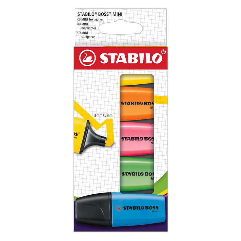 Mini resaltadores Stabilo boss - 5 uds.