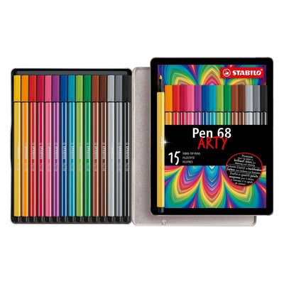 Penna Stabilo 68 pennarelli artistici in custodia di metallo - 15 pz.