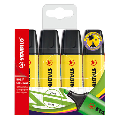 Rotuladores Stabilo boss originales amarillos - 4 uds.