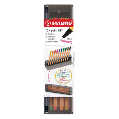 Stabilo point 88 - fineliner premium - set a clic - 10 colori diversi