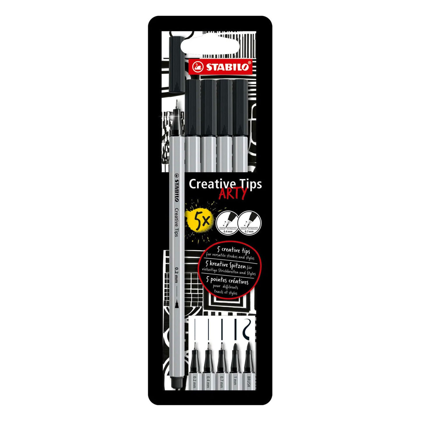 Stabilo creative tips arty bolígrafos negro - 5 piezas