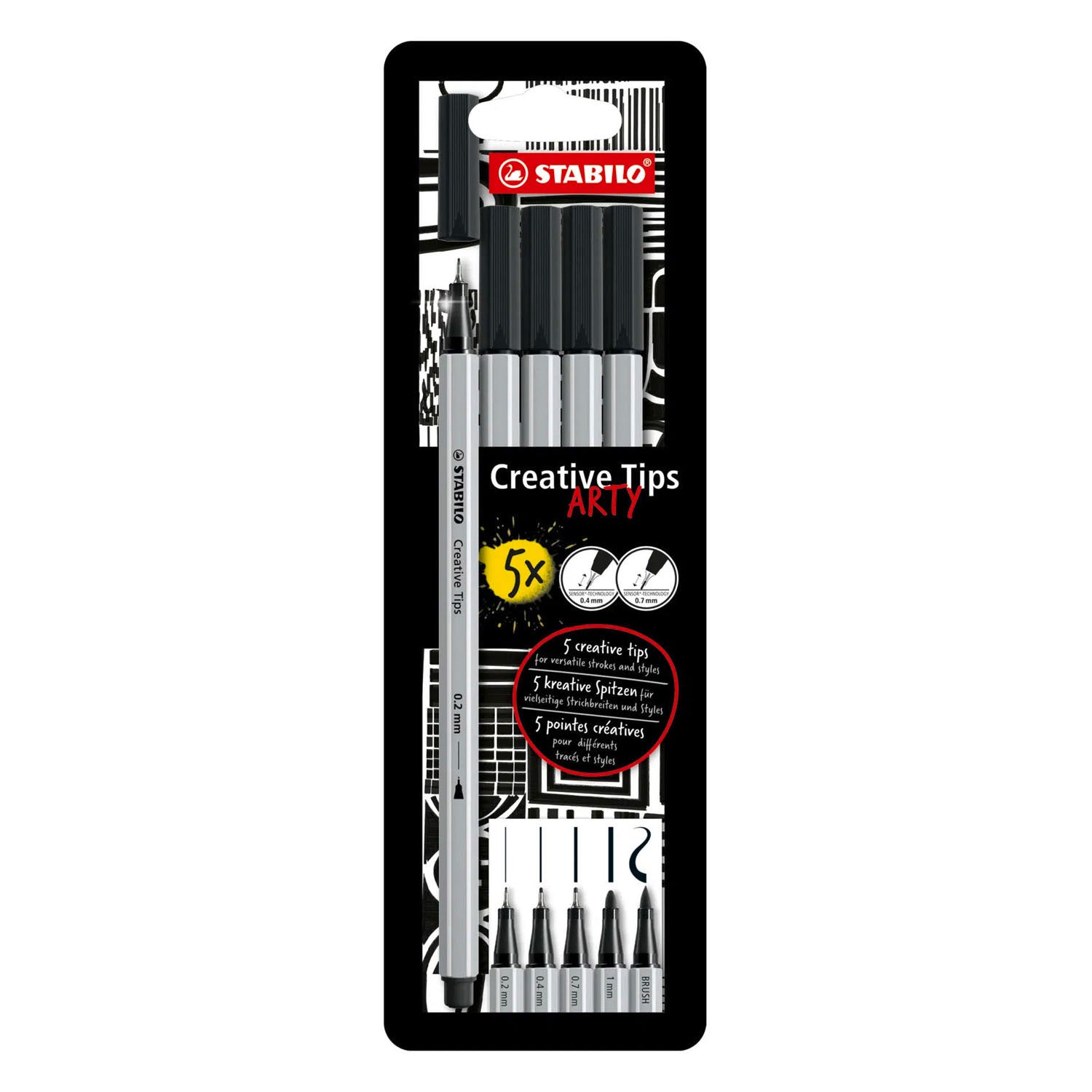 Stabilo creative tips arty bolígrafos negro - 5 piezas