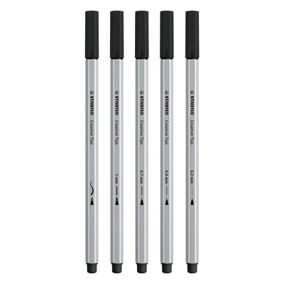 Stabilo creative tips arty pennen zwart - 5dlg