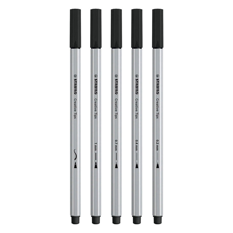 Stabilo creative tips arty pennen zwart - 5dlg