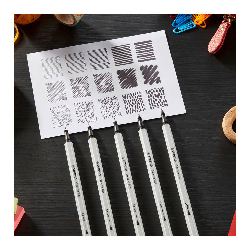Stabilo creative tips arty bolígrafos negro - 5 piezas