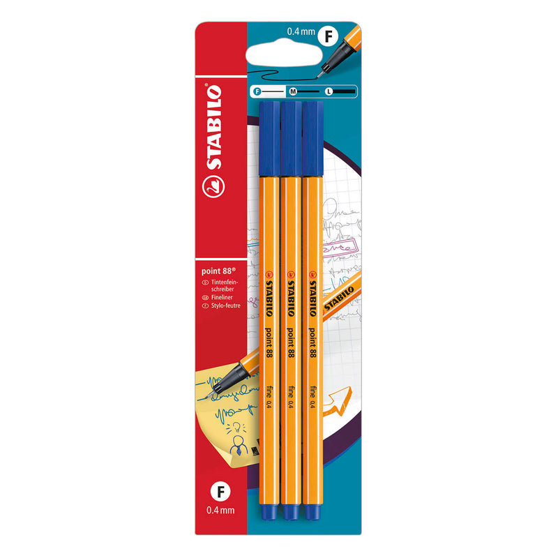 Fineliner Stabilo point 88 blu - 3 pz.